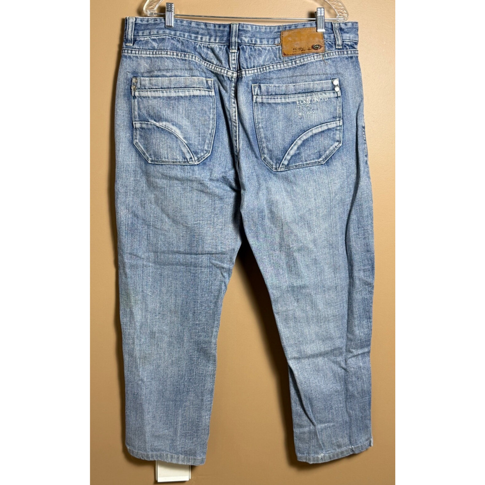 Ecko Unltd Jeans Mens Size 40x28 Blue Denim Cotton Baggy Fit Pants Y2K